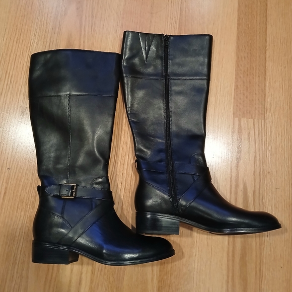 Ralph Lauren Maryann Tall Riding Leather Black Boots Size 7.5 for Women - Picture 1 of 12